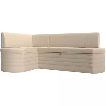 Кухонный угловой диван Токио левый угол (Экокожа/Бежевый) Лига Диванов 119449L