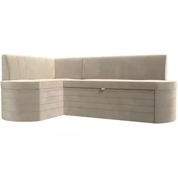 Кухонный угловой диван Токио левый угол (Микровельвет/Бежевый) Лига Диванов 119424L