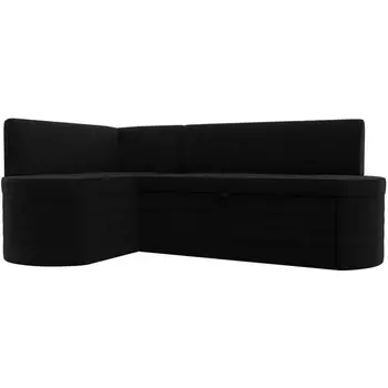 Кухонный угловой диван Токио левый угол (Микровельвет/Черный) Лига Диванов 119439L