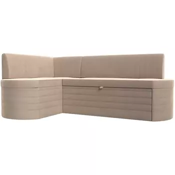 Кухонный угловой диван Токио левый угол (Велюр/Бежевый) Лига Диванов 119408L
