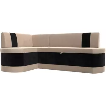 Кухонный угловой диван Токио левый угол (Велюр/Бежевый) Лига Диванов 119414L