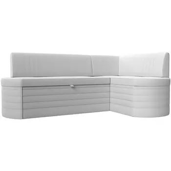 Кухонный угловой диван Токио правый угол (Экокожа/Белый) Лига Диванов 119446