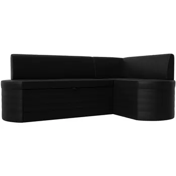 Кухонный угловой диван Токио правый угол (Экокожа/Черный) Лига Диванов 119447