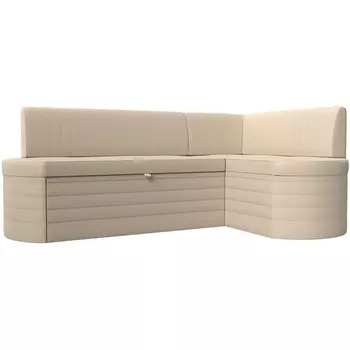 Кухонный угловой диван Токио правый угол (Экокожа/Бежевый) Лига Диванов 119449