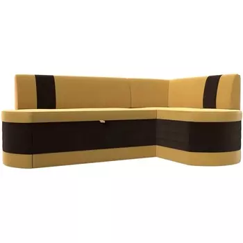 Кухонный угловой диван Токио правый угол (Микровельвет/Желтый) Лига Диванов 119428