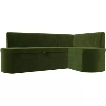 Кухонный угловой диван Токио правый угол (Микровельвет/Зеленый) Лига Диванов 119429