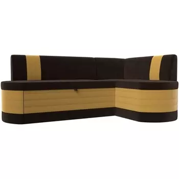 Кухонный угловой диван Токио правый угол (Микровельвет/Коричневый) Лига Диванов 119433