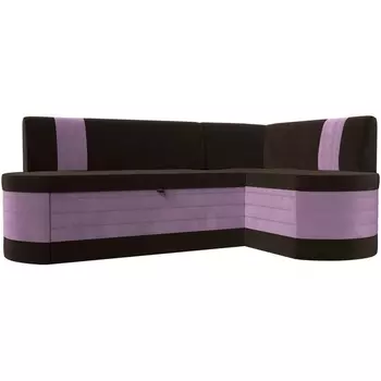 Кухонный угловой диван Токио правый угол (Микровельвет/Коричневый) Лига Диванов 119435