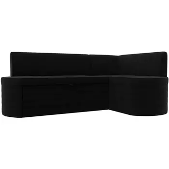 Кухонный угловой диван Токио правый угол (Микровельвет/Черный) Лига Диванов 119439