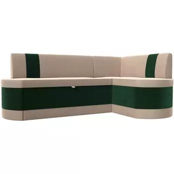 Кухонный угловой диван Токио правый угол (Велюр/Бежевый) Лига Диванов 119411