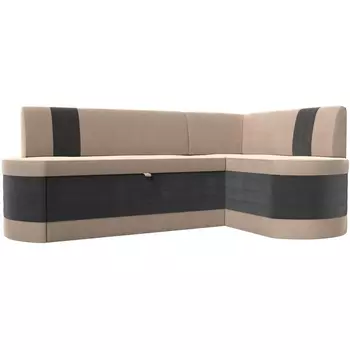 Кухонный угловой диван Токио правый угол (Велюр/Бежевый) Лига Диванов 119412