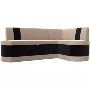 Кухонный угловой диван Токио правый угол (Велюр/Бежевый) Лига Диванов 119414