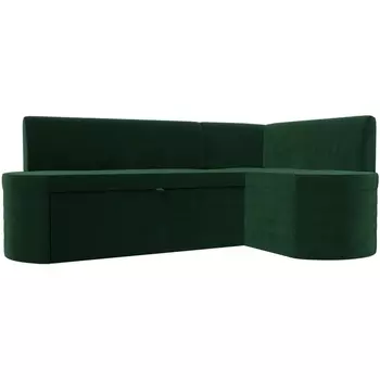 Кухонный угловой диван Токио правый угол (Велюр/Зеленый) Лига Диванов 119417