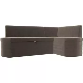 Кухонный угловой диван Токио правый угол (Велюр/Коричневый) Лига Диванов 119418