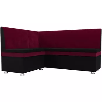 Кухонный угловой диван Уют левый (основа микровельвет черный, компаньон микровельвет бордовый) Лига Диванов 109618L