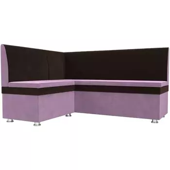 Кухонный угловой диван Уют левый (основа микровельвет сиреневый, компаньон микровельвет коричневый) Лига Диванов 109621L