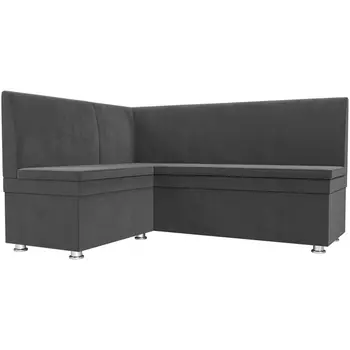 Кухонный угловой диван Уют левый (велюр серый) Лига Диванов 109627L