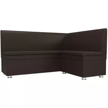 Кухонный угловой диван Уют правый (экокожа коричневая) Лига Диванов 28385
