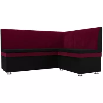 Кухонный угловой диван Уют правый (основа микровельвет черный, компаньон микровельвет бордовый) Лига Диванов 109618