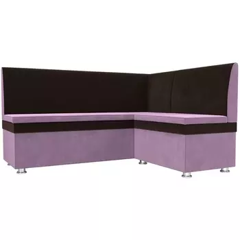 Кухонный угловой диван Уют правый (основа микровельвет сиреневый, компаньон микровельвет коричневый) Лига Диванов 109621
