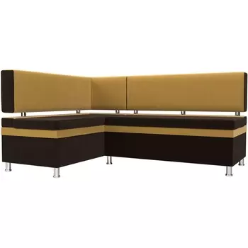 Кухонный уголок Стайл левый (основа микровельвет коричневый, компаньон микровельвет желтый) Лига Диванов 111649L