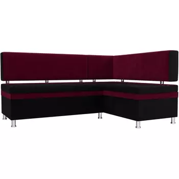 Кухонный уголок Стайл (основа микровельвет черный, компаньон микровельвет бордовый) Лига Диванов 111647