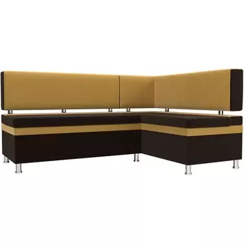 Кухонный уголок Стайл (основа микровельвет коричневый, компаньон микровельвет желтый) Лига Диванов 111649