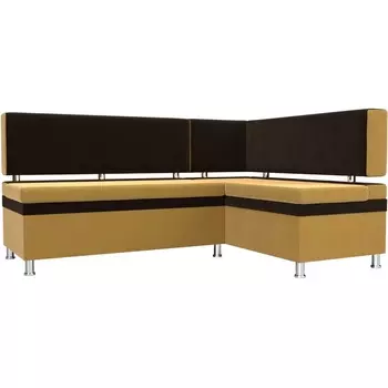 Кухонный уголок Стайл (основа микровельвет желтый, компаньон микровельвет коричневый) Лига Диванов 111648