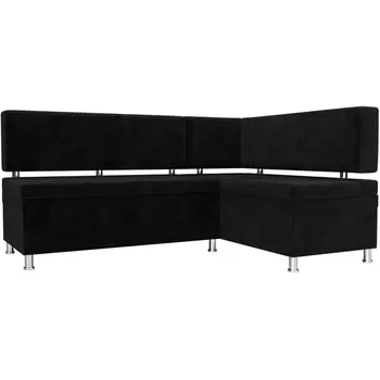 Кухонный уголок Стайл правый (велюр черный) Лига Диванов 111660