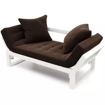 Кушетка Arsko Амбер белая эмаль шоколадный велюр