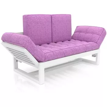 Кушетка Arsko Балтик белая эмаль фиолетовая рогожка