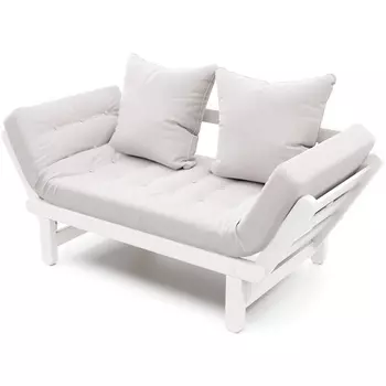 Кушетка Arsko Сламбер белая эмаль светло-серый велюр