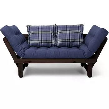 Кушетка Arsko Сламбер венге синяя клетка рогожка