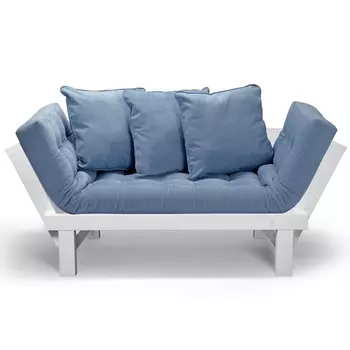 Кушетка Arsko Свен белая эмаль голубой вельвет