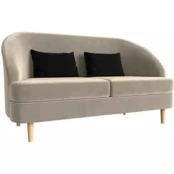 Кушетка Атико (микровельвет бежевый, подушки микровельвет черный) Лига Диванов 109902