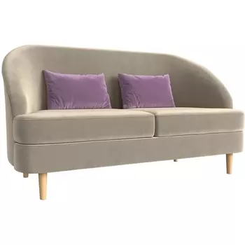 Кушетка Атико (микровельвет бежевый, подушки микровельвет сиреневый) Лига Диванов 109900