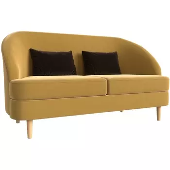 Кушетка Атико (микровельвет желтый, подушки микровельвет коричневый) Лига Диванов 109904