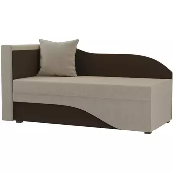 Кушетка Гармония левый (основа микровельвет бежевый, компаньон микровельвет коричневый) Лига Диванов 28139L