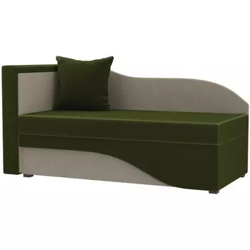 Кушетка Гармония левый (основа микровельвет зеленый, компаньон микровельвет бежевый) Лига Диванов 28141L