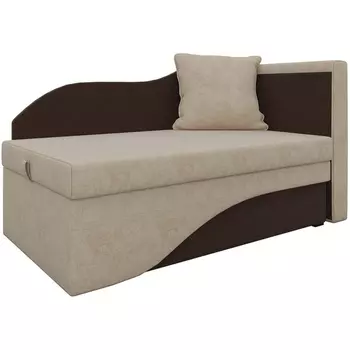 Кушетка Гармония правый (основа микровельвет бежевый, компаньон микровельвет коричневый) Лига Диванов 28139