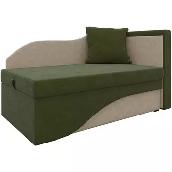 Кушетка Гармония правый (основа микровельвет зеленый, компаньон микровельвет бежевый) Лига Диванов 28141