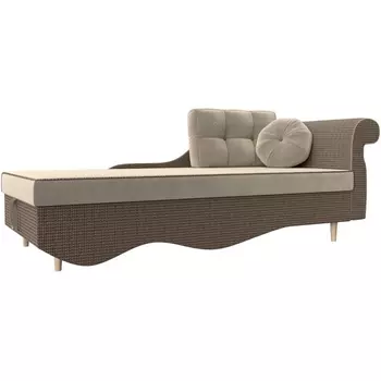 Кушетка Лорд правая (Рогожка,Микровельвет/Бежевый) Лига Диванов 119342