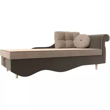 Кушетка Лорд правая (Велюр/Бежевый) Лига Диванов 119332