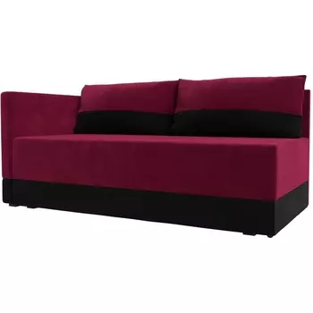 Кушетка Никас левая (Микровельвет/Черный,Красный) Лига Диванов 118402L