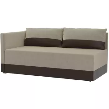 Кушетка Никас левый (основа микровельвет бежевый, компаньон экокожа коричневая) Лига Диванов 105200L