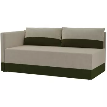 Кушетка Никас левый (основа микровельвет бежевый, компаньон микровельвет зеленый) Лига Диванов 105198L