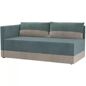 Кушетка Никас левый (основа велюр бирюзовый, компаньон велюр бежевый) Лига Диванов 105191L