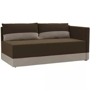 Кушетка Никас правый (основа микровельвет коричневый, компаньон микровельвет бежевый) Лига Диванов 105202