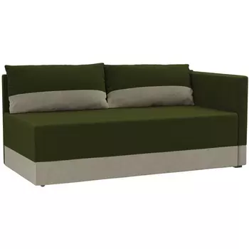 Кушетка Никас правый (основа микровельвет зеленый, компаньон микровельвет бежевый) Лига Диванов 105201