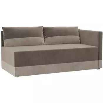 Кушетка Никас правый (основа велюр коричневый, компаньон велюр бежевый) Лига Диванов 105194